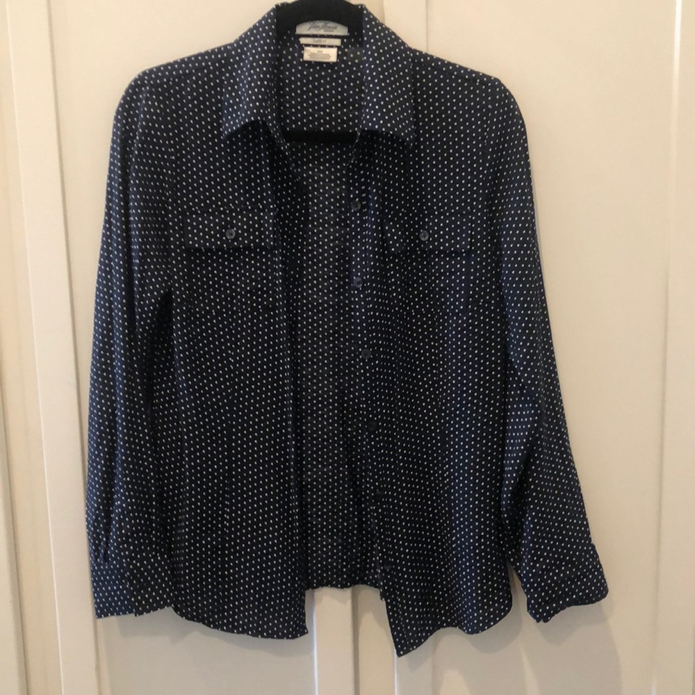 Classic Navy and White Polka Dot Top
